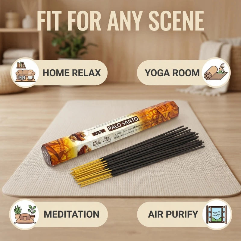 6 Sets of 120 Indian Incense Sticks Palo Santo Lavender Jasmine Meditation Fresh Air Scent Aroma Home Long-Lasting Fragrance - Your Ritual Hub 