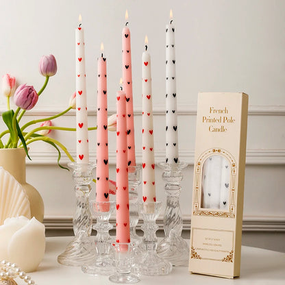 European Printed Long Taper Candles — Smokeless