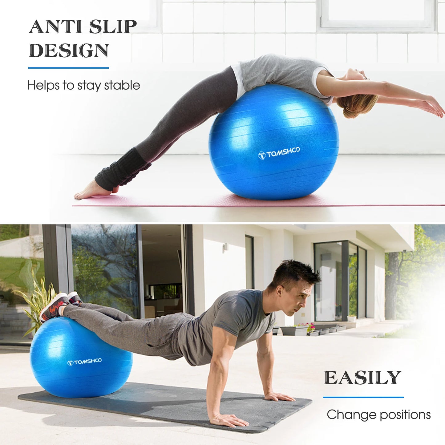 Exercise Ball 45cm/55cm/65cm/75cm Thickened Yoga Ball with Foot Pump for Stability Balance Pilates Physical Fitness Exercise