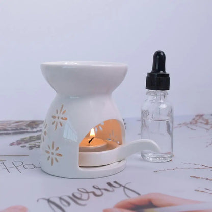 Ceramic Cutout Aroma Burner & Wax Melter with Spoon