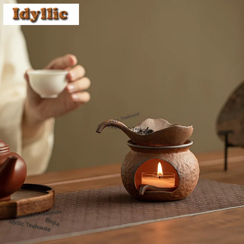 Handmade Ceramic Tea Warmer Stove – Coarse Pottery Alcohol Burner Stand