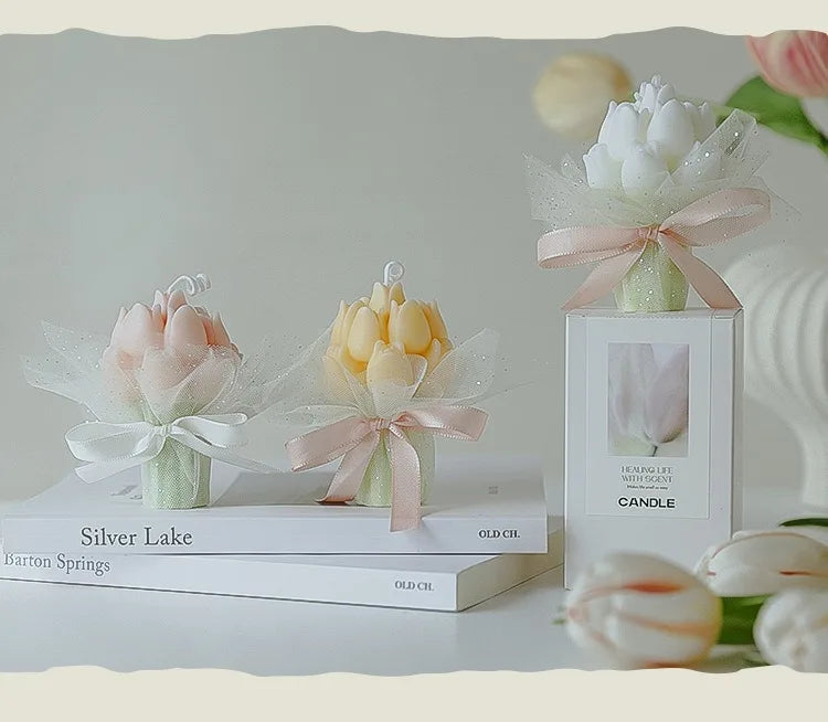 Handmade Tulip Bouquet Soy Wax Candle