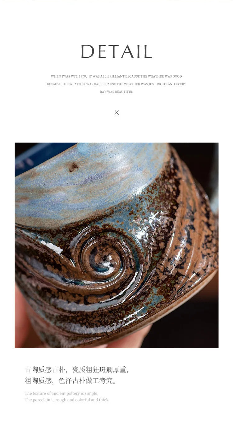 Creative Spiral Hemp Rope Ceramic Cup Retro Rough Pottery Coffee Cup - Your Ritual Hub 