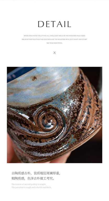 Creative Spiral Hemp Rope Ceramic Cup Retro Rough Pottery Coffee Cup