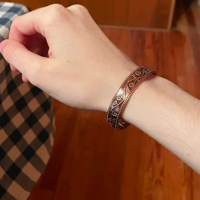 Pure Copper Magnetic Bracelet | Adjustable Therapy Bangle for Men & Women