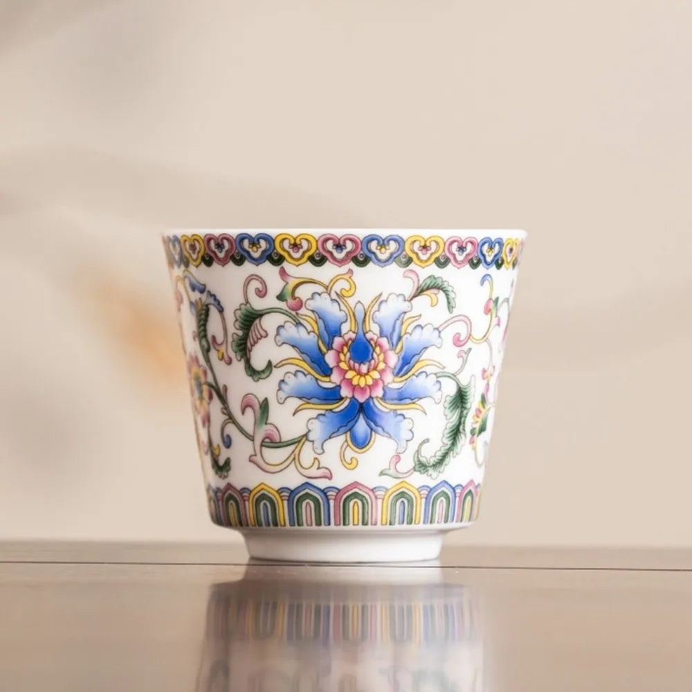 6pcs/set Kung Fu Tea Set Flower Tea Cup Chinese Style Vintage Ceramic - Your Ritual Hub 