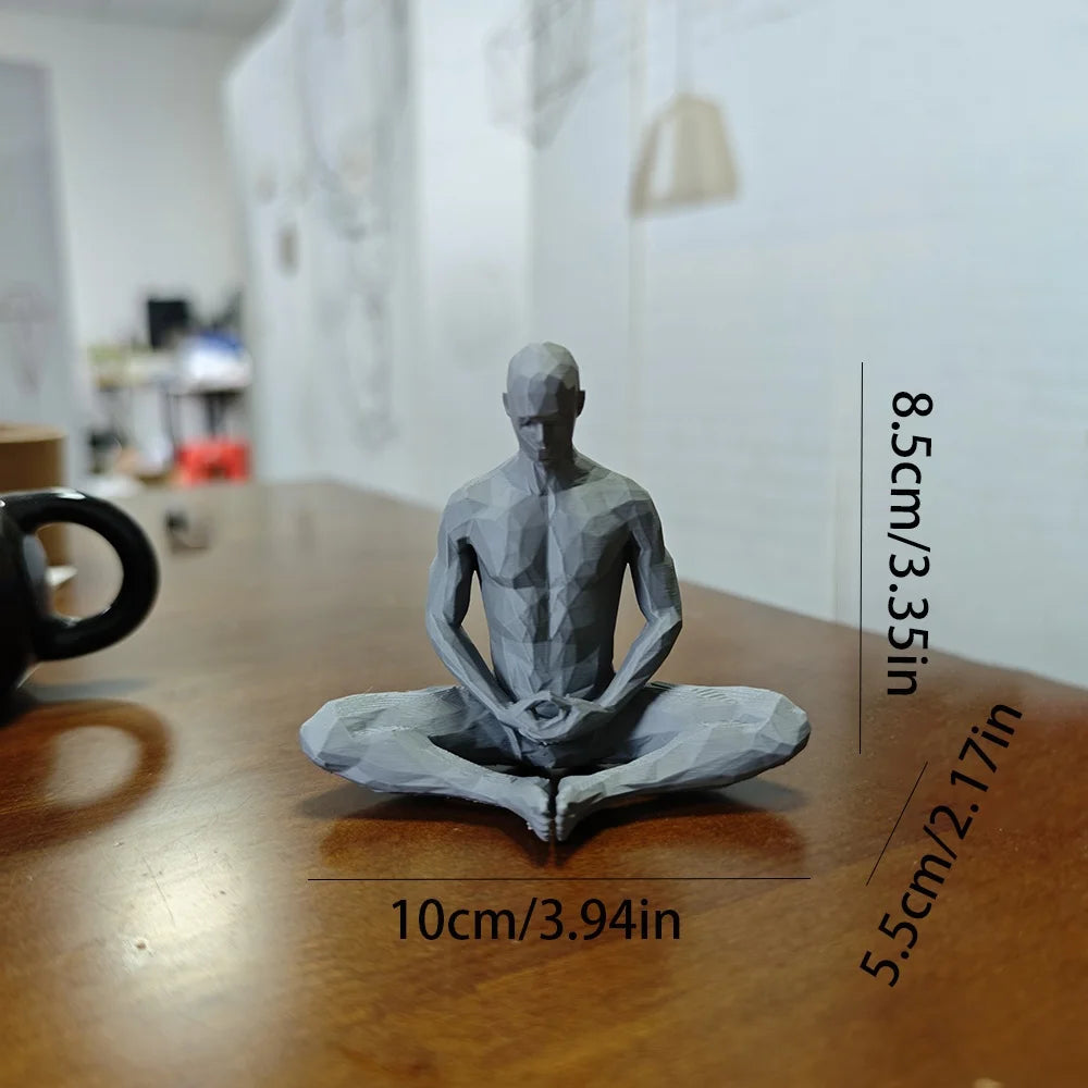 Geometric Polygon Seated Figure Sculpture – Zen Meditation Desktop Décor