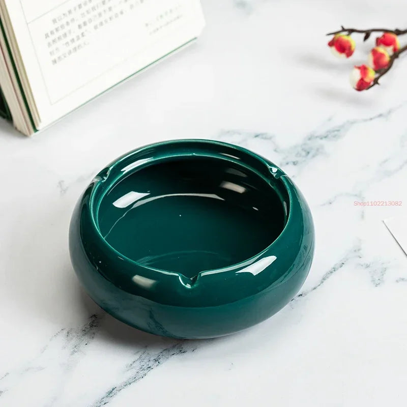 Round Ceramic Ashtray with Lid, 10 Styles