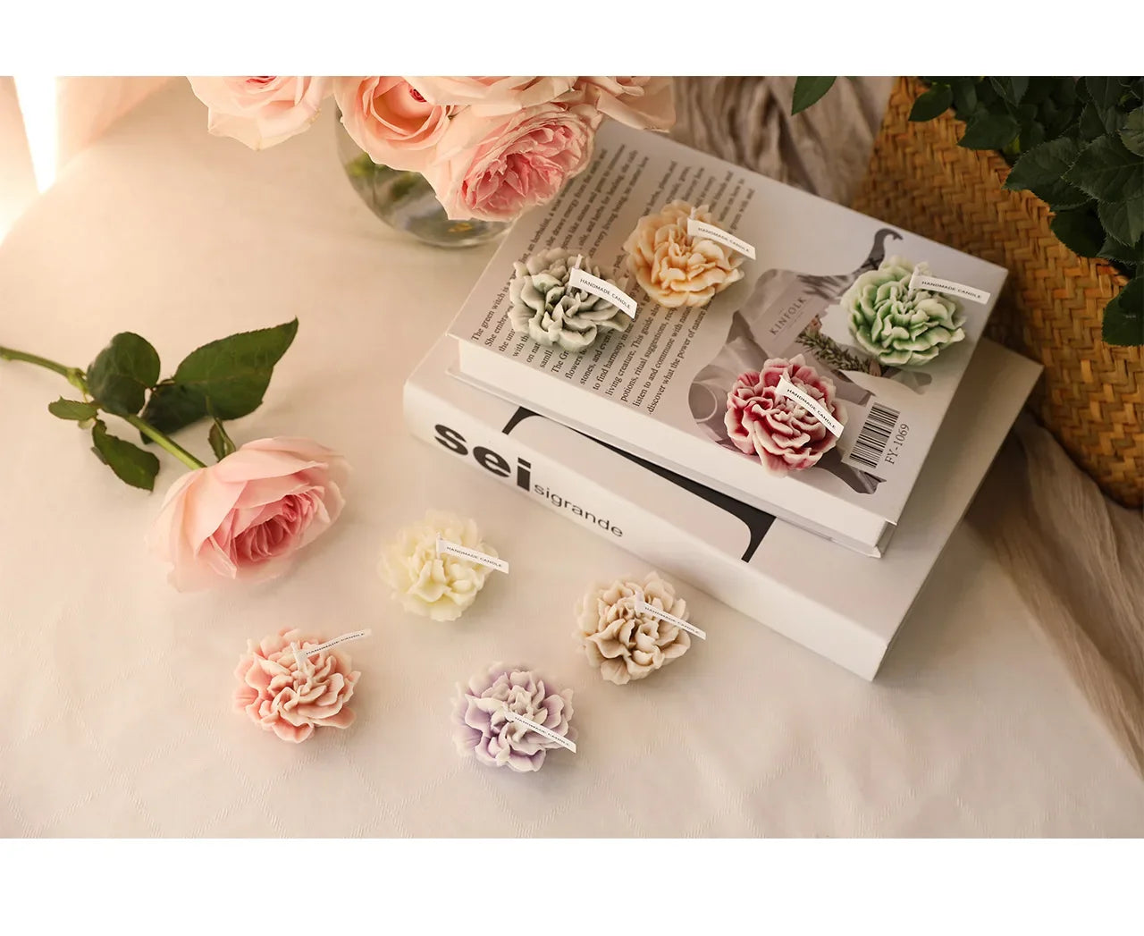 3D Carnation Flower Candle Home Decoration