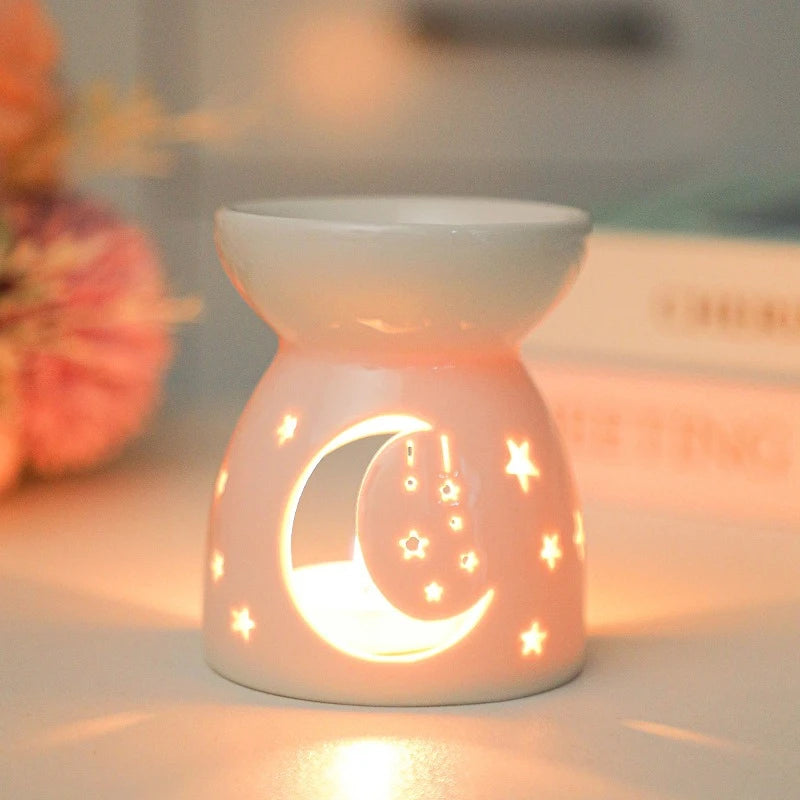 White Ceramic Hollow Aromatherapy Oil Burner