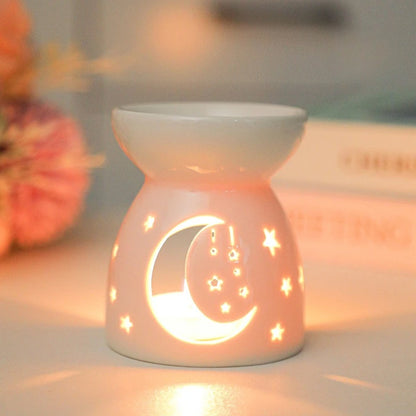 White Ceramic Hollow Aromatherapy Oil Burner