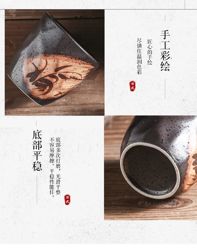 180ml Japanese tea cup coffee cup matcha handy retro ceramic coarse pottery cup - Your Ritual Hub 