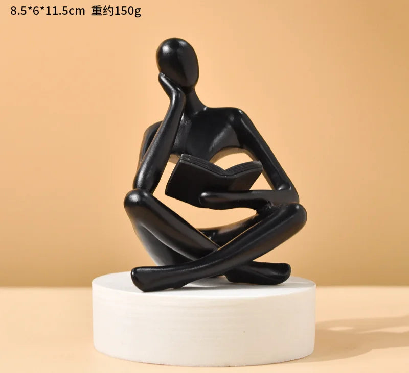 The Reader – Abstract Thinker Sculpture for Bookshelf, Desk & Altar Decor
