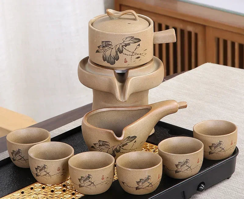 8 Pcs Set Semi Automatic Tea Sets Chinese  Ceramic