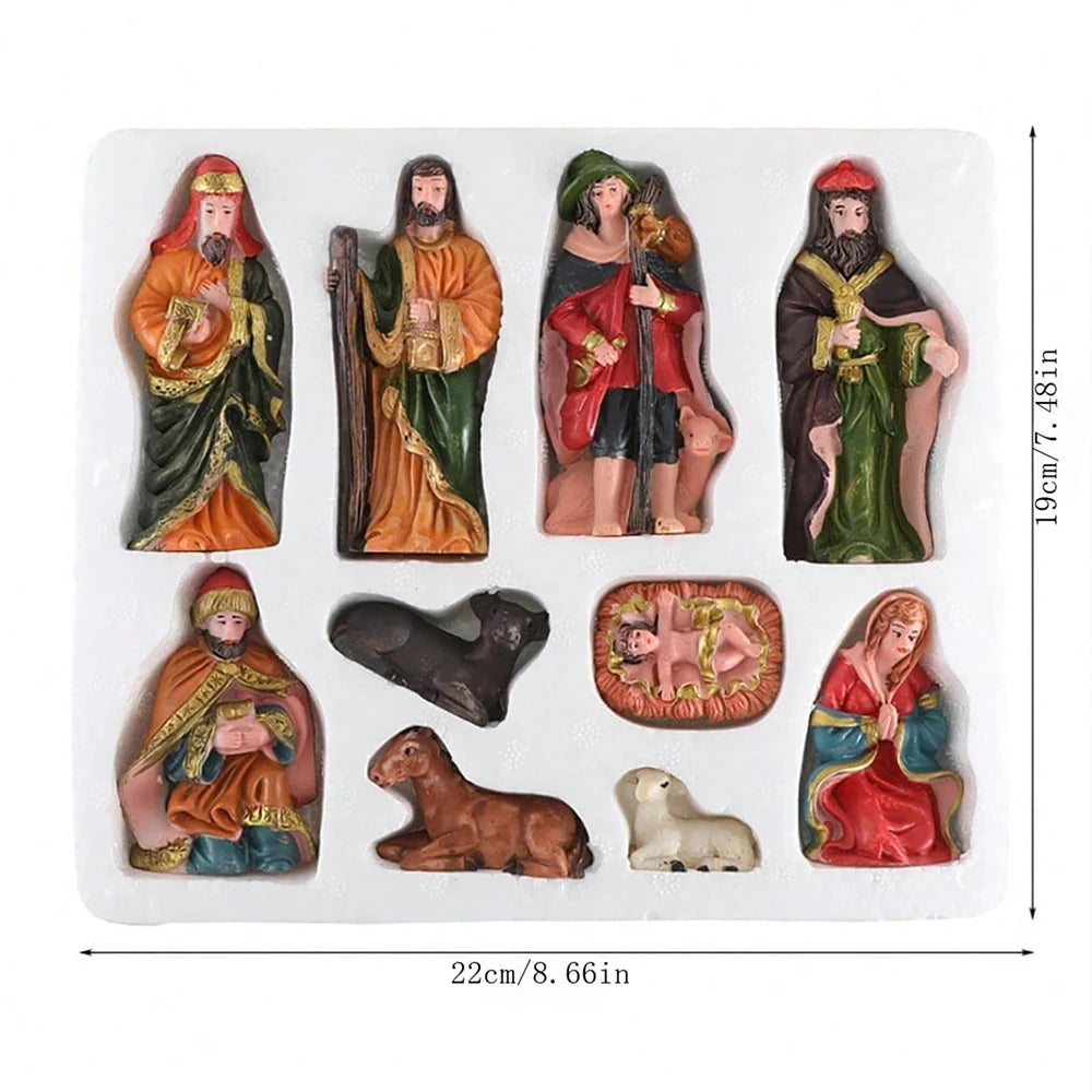 10-Piece Christmas Nativity Scene Figurine Set – Premium Resin Holiday Decor