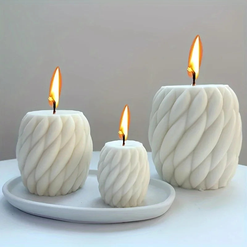 1pc Geometric Wave Twisted Candle Molds Abstract Art Decoration Wave Striped Columns Modern Candles Aroma Wax Silicone Molds - Your Ritual Hub 