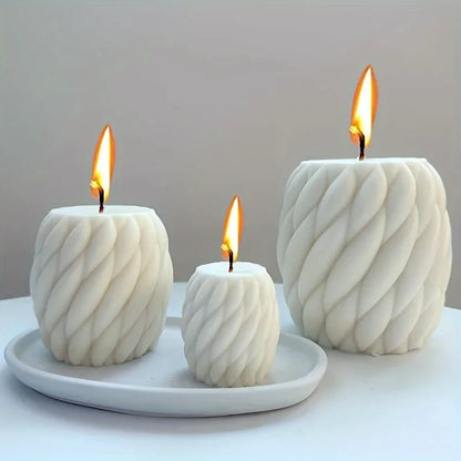 1pc Geometric Wave Twisted Candle Molds Abstract Art Decoration Wave Striped Columns Modern Candles Aroma Wax Silicone Molds