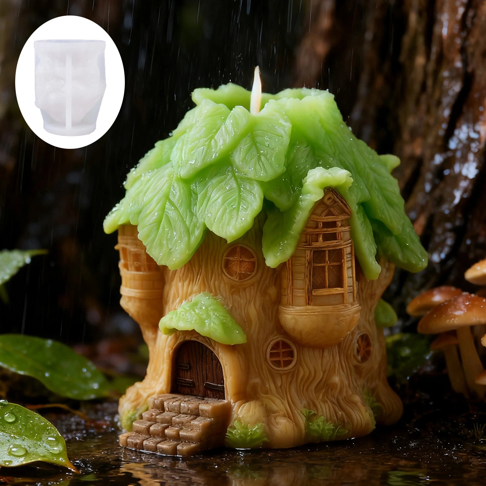 Forest-themed treehouse candle mold, 3D treehouse craft, homemade fairytale - Your Ritual Hub 