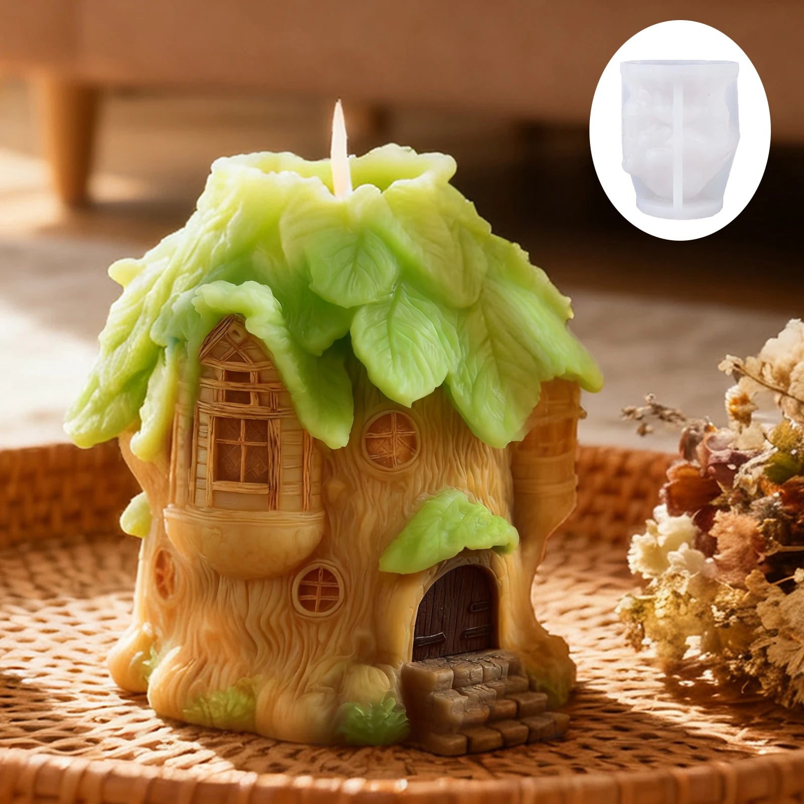 Forest-themed treehouse candle mold, 3D treehouse craft, homemade fairytale - Your Ritual Hub 