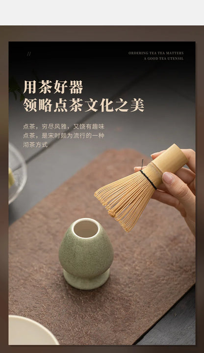 Ceramic Japanese Matcha Whisk & Teaspoon Holder Stand