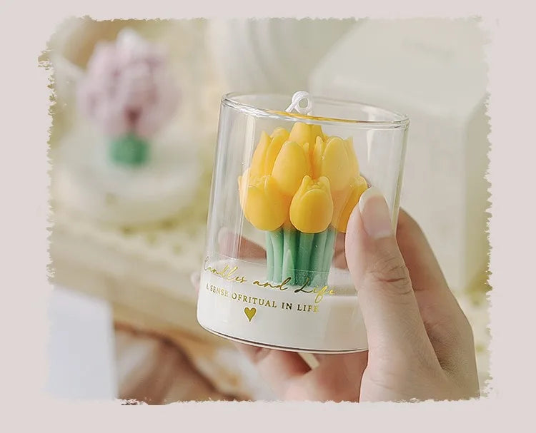 Handmade Tulip Bouquet Candle Scented Candle Aromatherapy Soy Wax Candle - Your Ritual Hub 