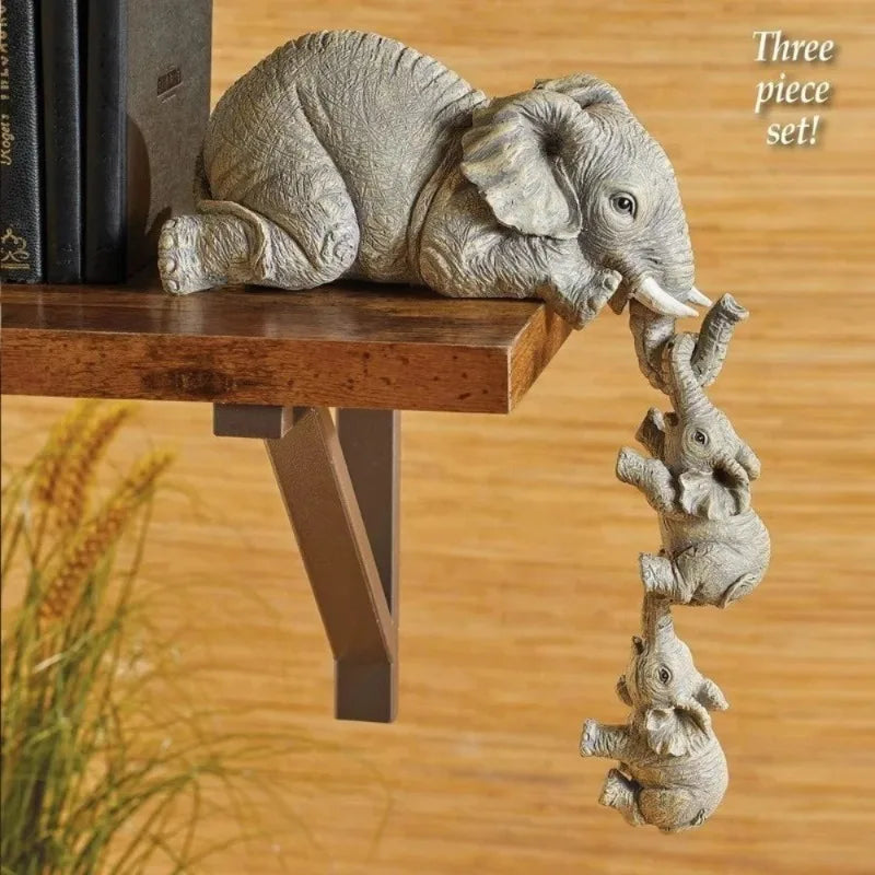 3 Stücke/set Süße Elefant Umarmen Baby Puppe Harz Handwerk Dekoration Wohnkultur Geschenk Dekofiguren Miniaturen Zubehör