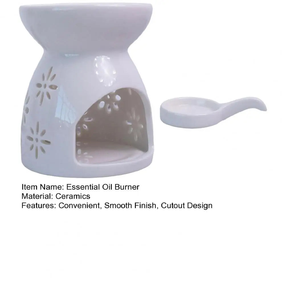 Ceramic Cutout Aroma Burner & Wax Melter with Spoon