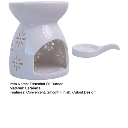 Ceramic Cutout Aroma Burner & Wax Melter with Spoon