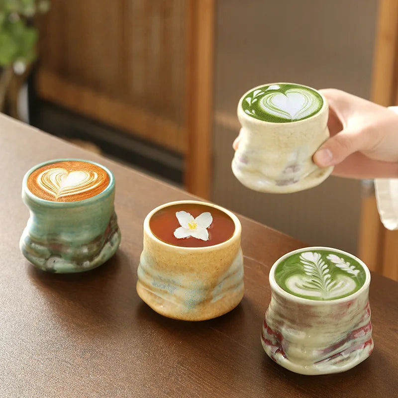 Handcrafted Rough Pottery Cup – Vintage Irregular Ceramic Espresso & Coffee Cup