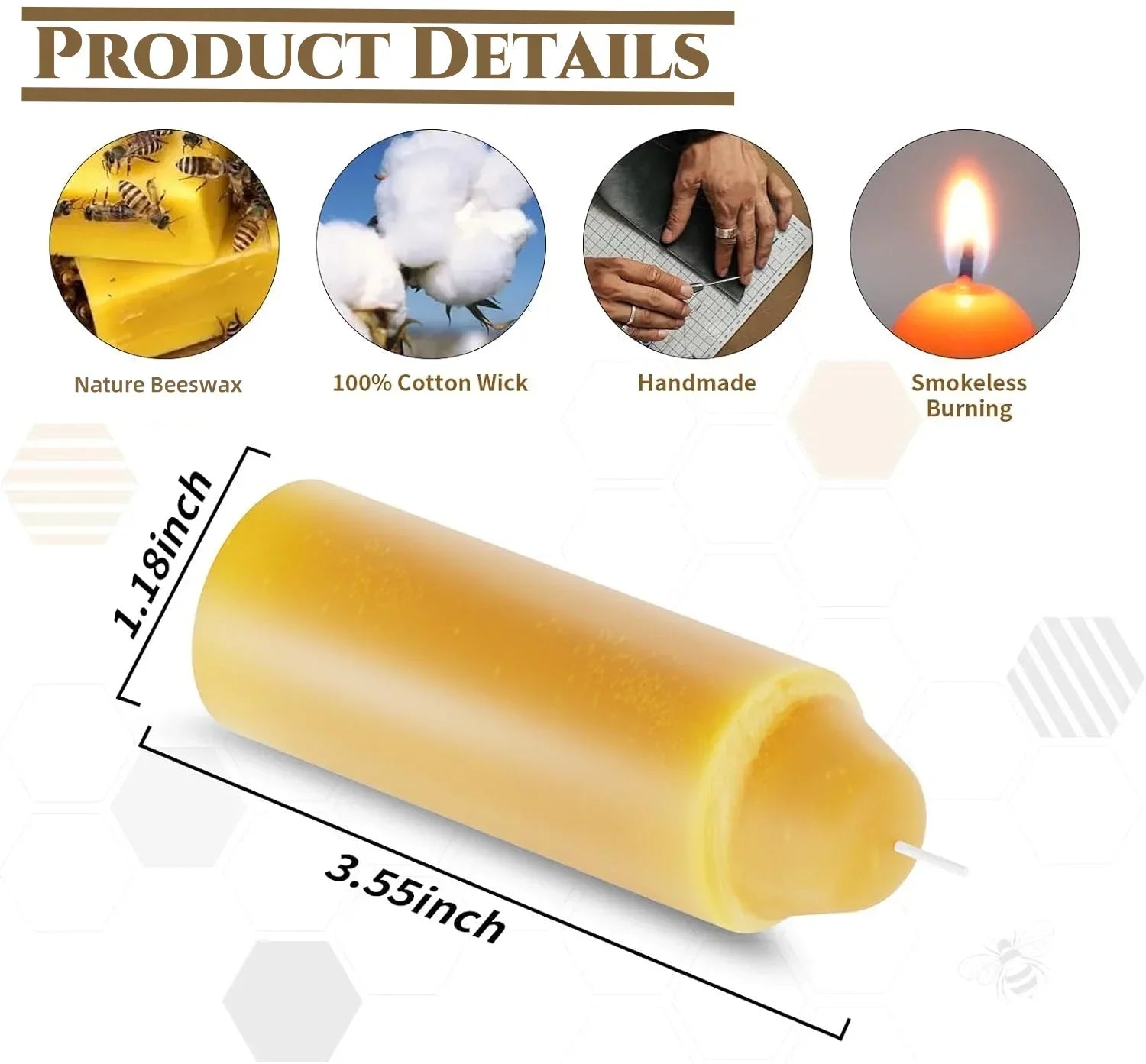 12-30PCS Beeswax Candles Emergency Candles Handmade Pilliar Candles Smokeless - Your Ritual Hub 