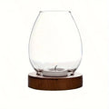 European Style Clear Glass Candle Holder (Wooden Base) Warm Ambient Lighting - Your Ritual Hub 