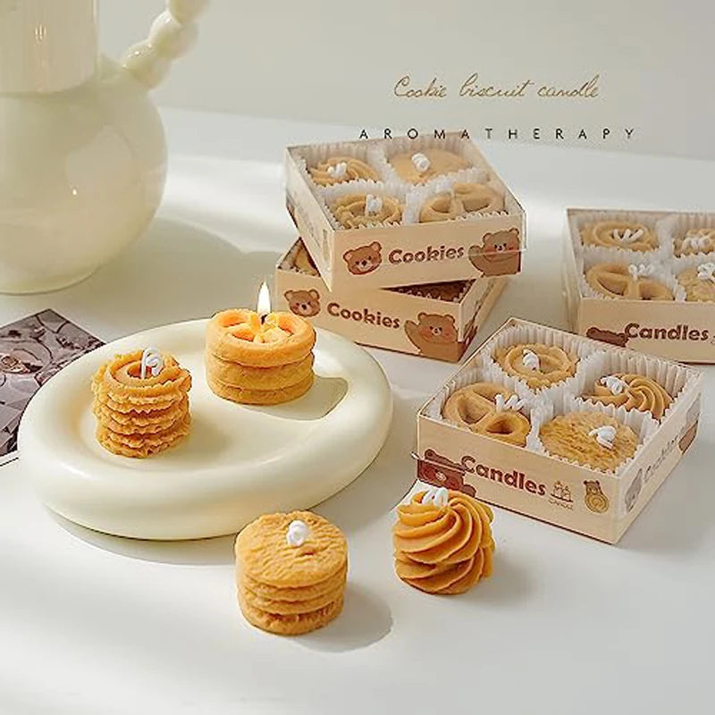 4-Pack Cookie-Shaped Scented Soy Wax Candles — 120g