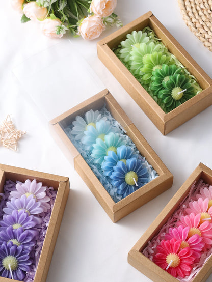 Gradient Macaron Daisy Soy Wax Candle Set