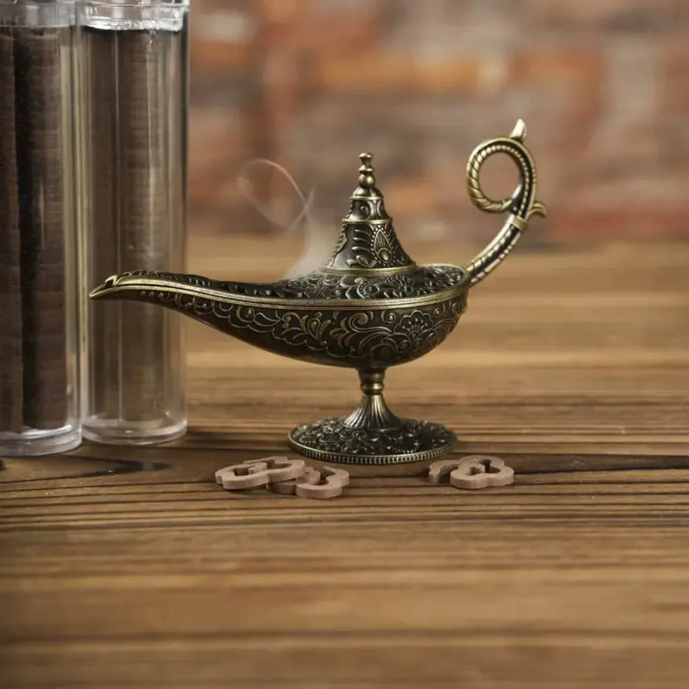 Antique Metal Incense Burner — Aladdin Lamp Style | Ritual Home Decor | Your Ritual Hub