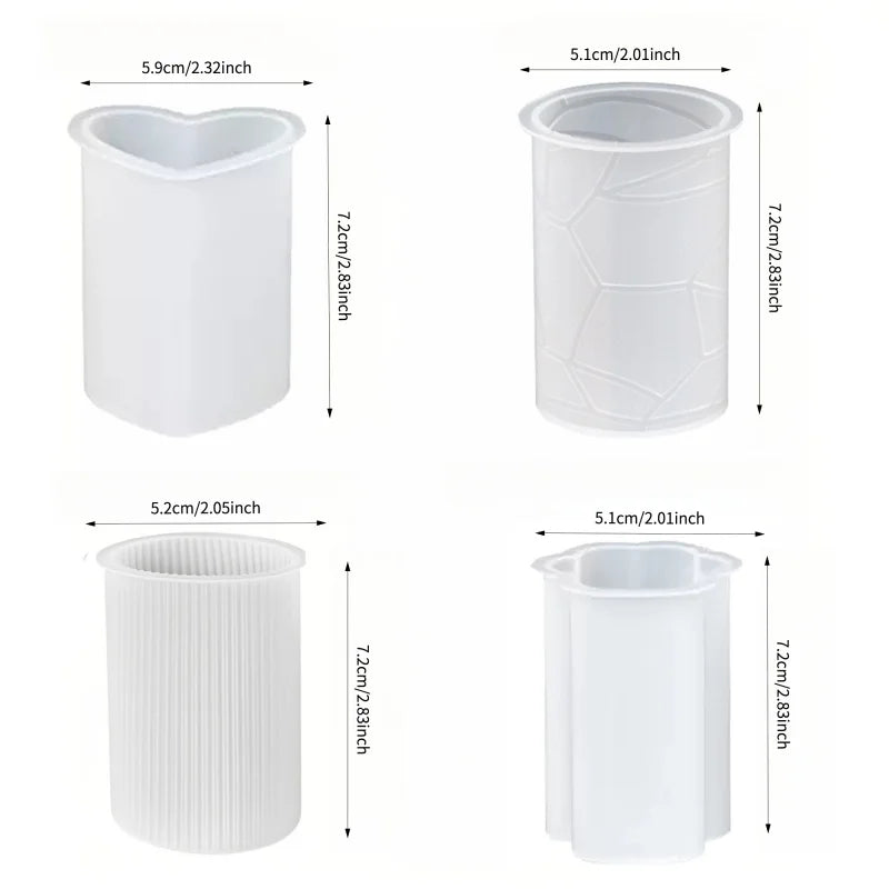 A set of four innovative silicone candle molds，Adopt3DCylindrical design - Your Ritual Hub 