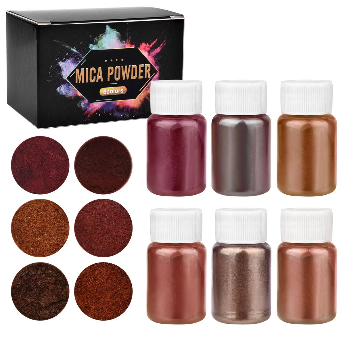 6-Colour Pearlescent Mica Powder Set for DIY Crafts