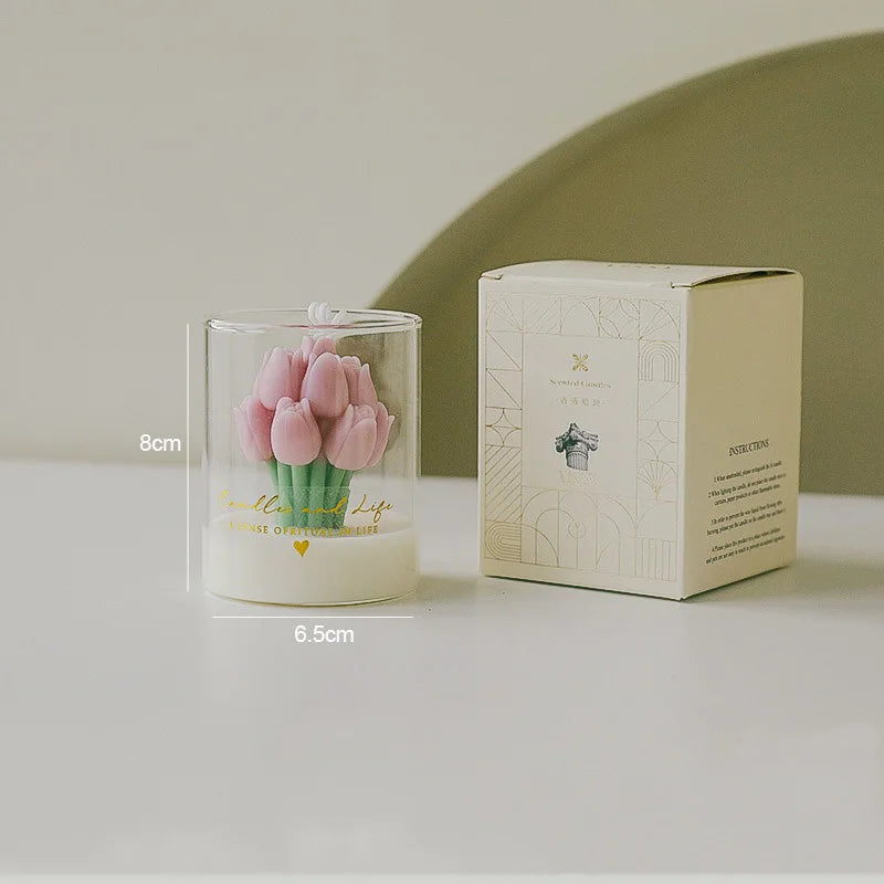 Handmade Tulip Bouquet Candle Scented Candle Aromatherapy Soy Wax Candle - Your Ritual Hub 