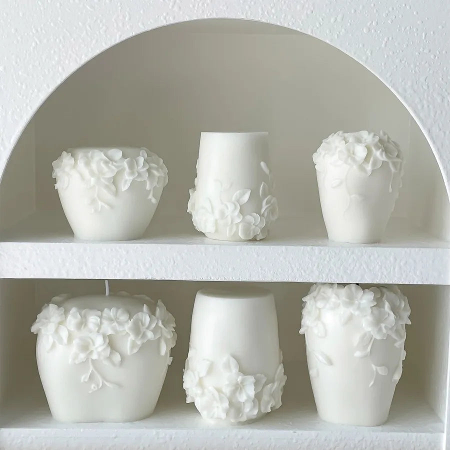 1pc Nordic Floral Scented Candle Set Handmade Soy Wax Aromatherapy Candle with 3D Flower - Your Ritual Hub 