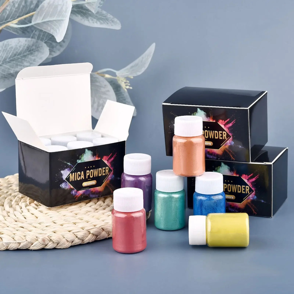 6-Colour Pearlescent Mica Powder Set for DIY Crafts