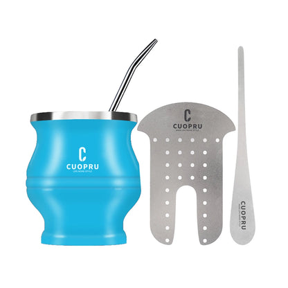 Yerba Mate Gourd Set — Double-Wall Steel Cup & Bombilla