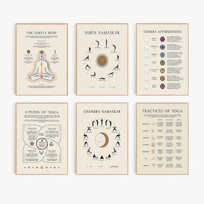 Yoga Poses Chakra Asanas Posters Canvas Prints Wall Art for Yoga Studio Home Decor