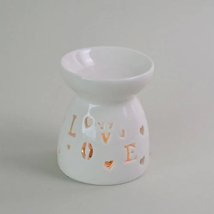 Ceramic Cutout Aroma Burner & Wax Melter with Spoon