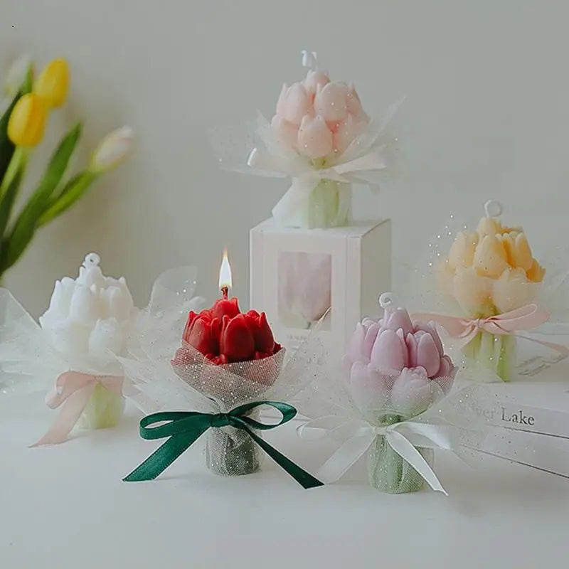 Handmade Tulip Bouquet Soy Wax Candle