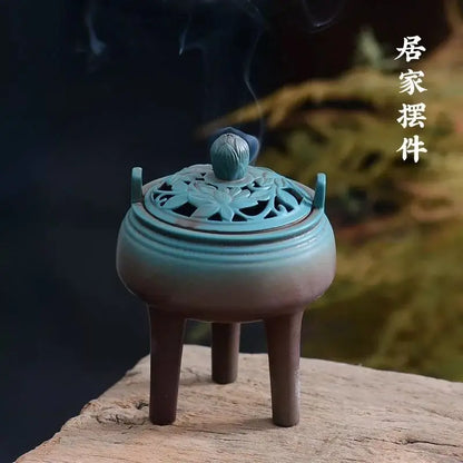 Ceramic Sandalwood Incense Burner — Buddha Tea Ceremony Decor