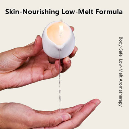 Ceramic Massage Oil Candle Indian Cedar Woody Warm Scented Low Melt Body Massage Candle Warm Oil Skin Nourishing