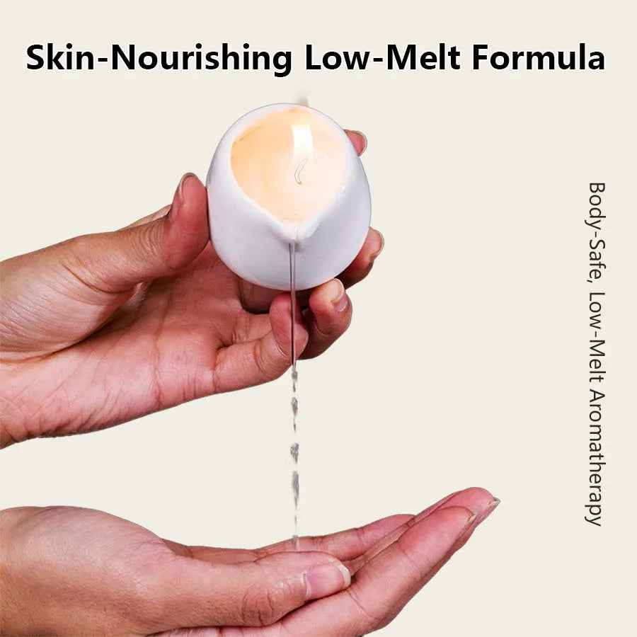 Ceramic Massage Oil Candle Indian Cedar Woody Warm Scented Low Melt Body Massage Candle Warm Oil Skin Nourishing