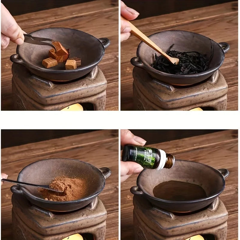 Japanese Retro Fireproof Incense Burner & Wax Heater - Your Ritual Hub 