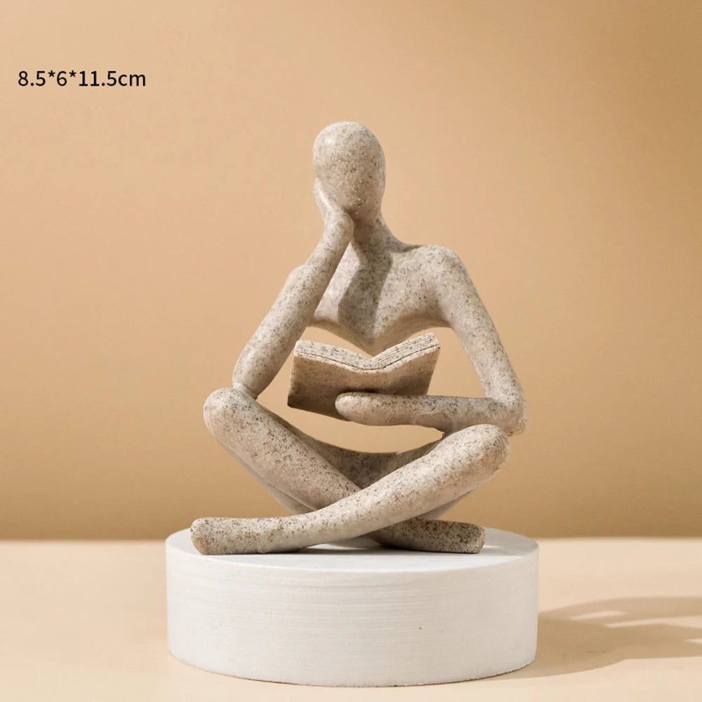 The Reader – Abstract Thinker Sculpture for Bookshelf, Desk & Altar Decor