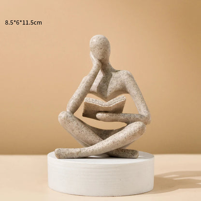 The Reader – Abstract Thinker Sculpture for Bookshelf, Desk & Altar Decor