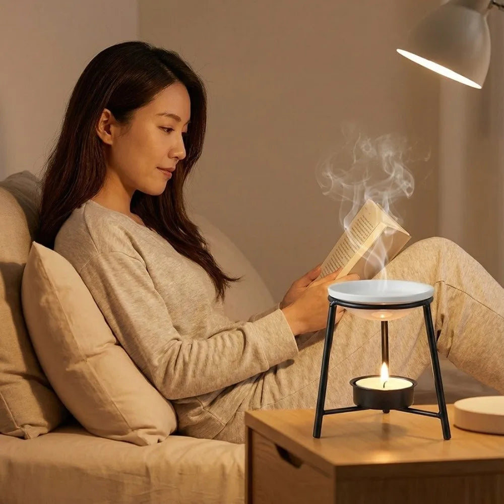 Ceramic Bowl Iron Base Essential Oil Burner - Your Ritual Hub 